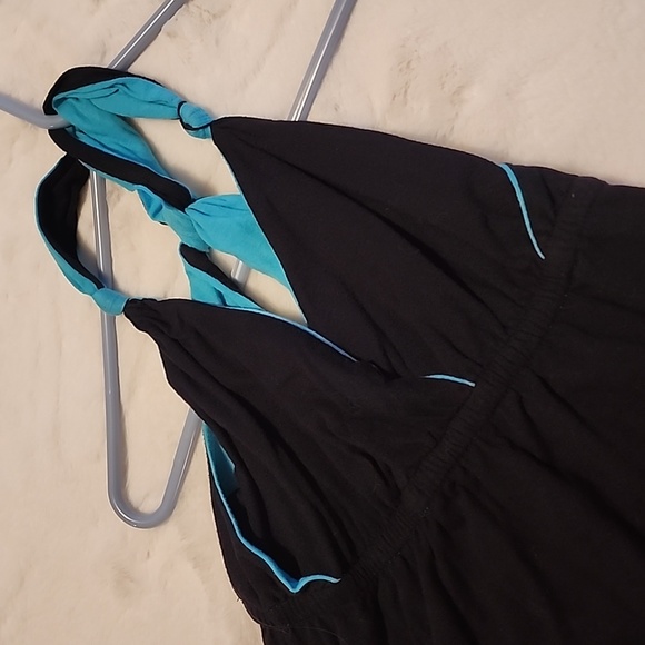 LADIES BLACK & TURQUOISE  REVERSIBLE SUN 👗 DRESS. - Picture 2 of 6